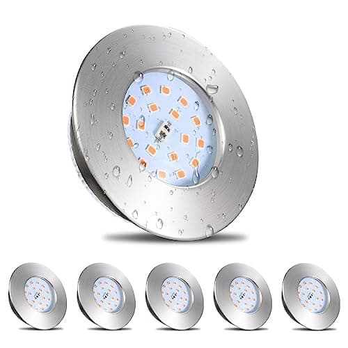 Image of HiBay 6X 5W Recessed Ceiling Lights Ultra Thin Down Light IP44 Spotlight Chrome Warm White LED Downlights for 60-68mm Ceiling Hole of Bathroom Kitchen Soffits