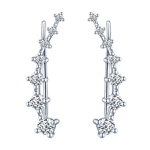 Image of Ear Crawler 925 Sterling Silver Cubic Zirconia Cartilage Ear Crawler Stud Earrings for Girls Women