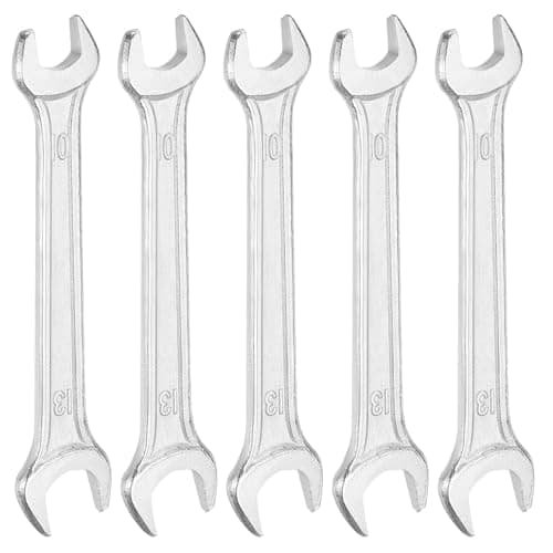 Image of sourcing map 5pcs Double Open End Wrench 10mm x 13mm Metric 15 Degree Offset Angle Small Flat Head Wrench Galvanizing Open Ended Spanner for Automotive Repair Furniture Assembly