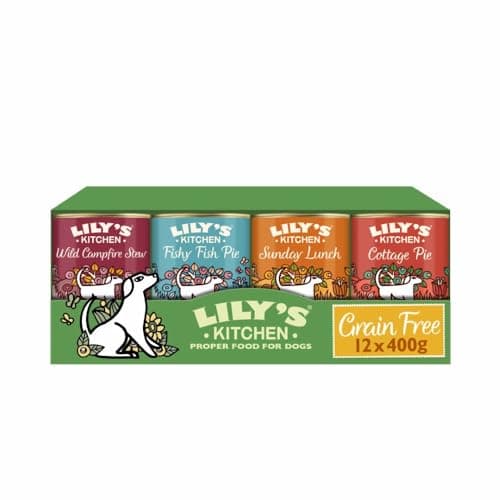 Image of Lily's Kitchen Natural Adult Wet Dog Food Tins Grain-Free Recipe Variety Pack 12x400g