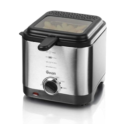 Image of Swan 1.5 Litre Stainless Steel Fryer with Viewing Window, Easy Clean and Adjustable Temperature Control - 900 W, Silver SD6060N