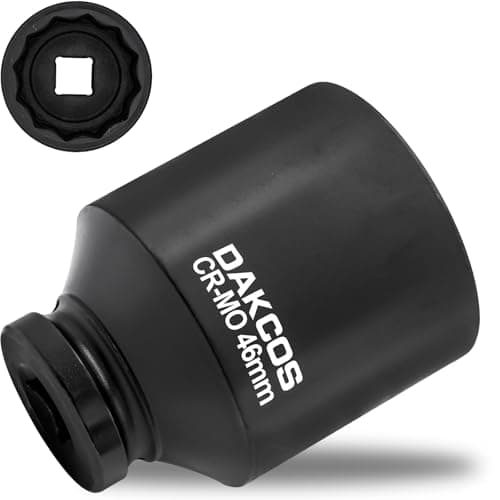 Image of DAKCOS 46mm Socket 1/2" Drive 12 Ponit Impact Wrench Deep Socket Drive Shaft Tool Power, CR-MO
