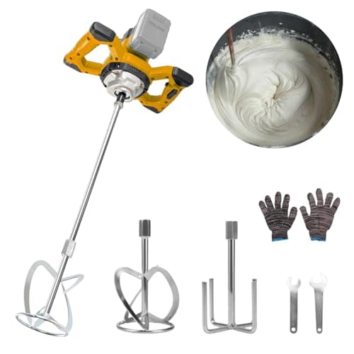 Image of 3200W Electric Concrete Mixer for Dewalt Battery, Cordless Cement Mixer with 2 Mixing Paddles 6 Speed Plaster Mixer Portable Mortar Mixer Concrete Stirrer Tools for Feed, Plaster, Paint