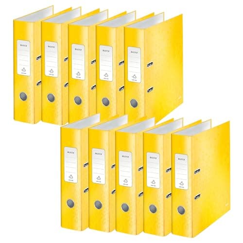 Image of Leitz A4 Lever Arch File, Yellow, 80 mm Spine Width, Wow Range, 10050016, Design May Vary
