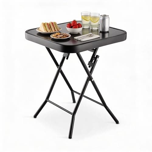 Image of Crystals Patio Bistro Black Square Coffee Table Folding Dining Table Outdoor Indoor Garden