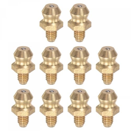 Image of TA-VIGOR 10Pcs Straight Grease Nipples Fitting, M4 x 0.7mm Metric Thread Brass Hydraulic Grease Fitting Accessories for Automotive, Agricultural & Industrial Machinery