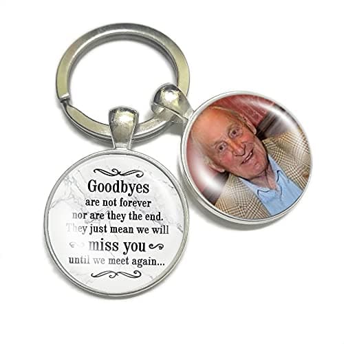 Image of GuteGifts Personalised Photo Keyring Memorial Gifts for Dad Grandad Mum Nanny Grandma Loss Love In Heaven Heart Bereavement Remembrance Keychain Keepsake(Marble)