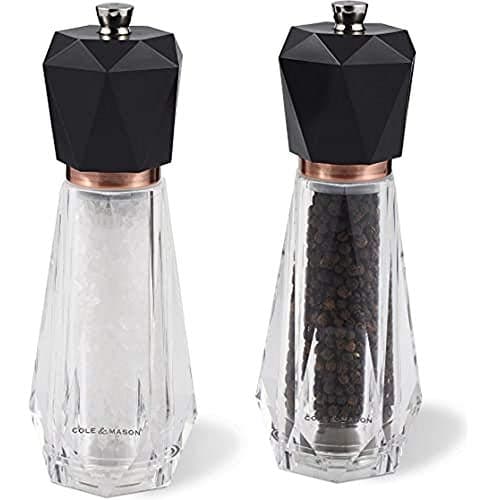 Image of Cole & Mason H321938 Somerton Salt and Pepper Mills, Precision+, Antique Brass/Acrylic, 180 mm, Gift Set, Includes 2 x Salt and Pepper Grinders