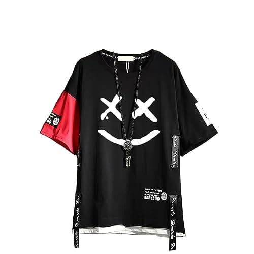 Image of Hello MrLin Men's Techwear Japanese Harajuku Streetwear Hip Hop Short Sleeve T-Shirt