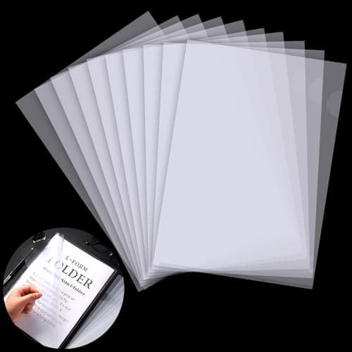 Image of 35 Packs Clear A4 Plastic Folders Plastic Open Top & Side Cut Flush File 220 Micron PP L-Type Transparent Folders for Office School Work Reports Presentation Project Documents File