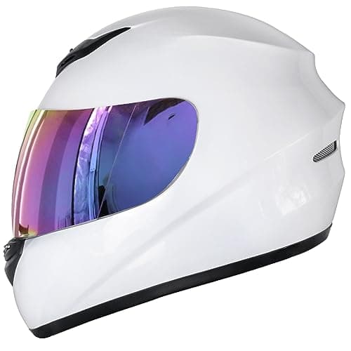 Image of Zorax ZOR-819 White L (59-60cm) Full Face Motorbike Motorcycle Helmet Road Legal ECE 2206 + Iridium Visor