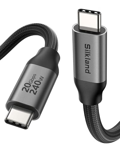 Image of Silkland USB4 Cable for Thunderbolt 4 Cable 5M 20Gbps, [8K@60Hz 5K@60Hz 4K@144Hz], 240W PD3.1 for Monitor, MacBook Pro, iPhone 15 Pro/Pro Max, iPad Pro/Air, Docking, PSSD