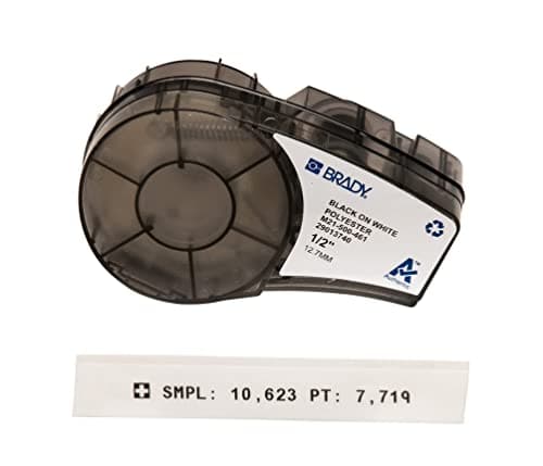 Image of Brady Polyester Label Tape for Label Printers M210 & M211 – Self-Laminating Cryogenic Laboratory Labels – Black on White (12,7 mm x 6,40 m) – M21-500-461-AW