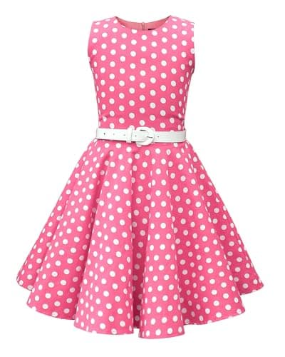 Image of BlackButterfly Kids 'Audrey' Vintage Polka Dot 50's Girls Dress (Pink Polka Dot, 13-14 Years)