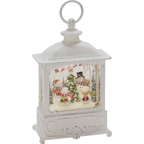 Image of Konstsmide LED Snow Globe Lantern Snowman Family Scene Reindeers and Sleigh/Water Filled/Christmas Decorations Indoor Use (IP20) / Battery Operated: 3xAA 1.5V (excl.) / Christmas Lantern 1 LED