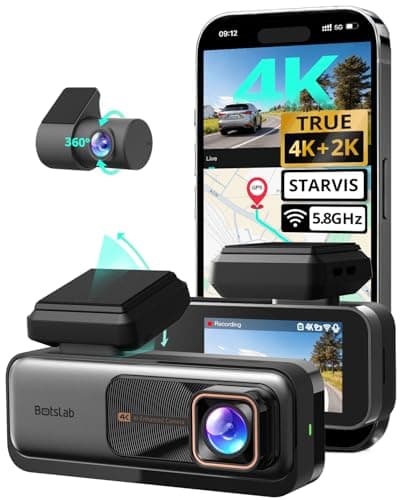 Image of BOTSLAB 4K Dash Cam Front and Rear, 4K Car Dash Cam Front and 2K Rear Camera, STARVIS Dash Cam, Night Vision, ADAS, 170° Wide Angle, 24/7 Parking Mode, Built-in GPS and WiFi