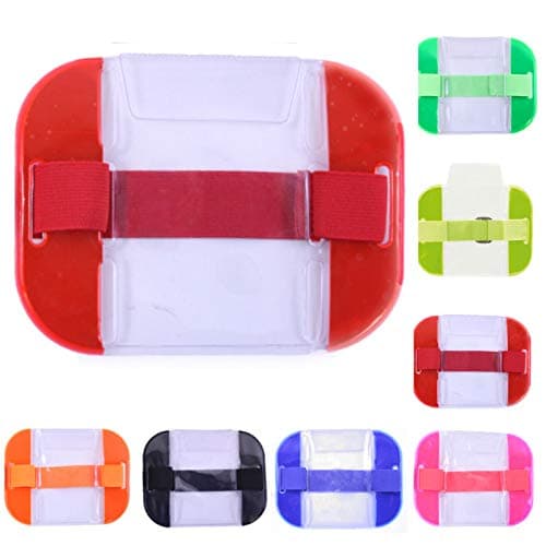 Image of Pack of 10 High Visibility Security Arm Band ID Badge Card Holder SIA Armband (Red)