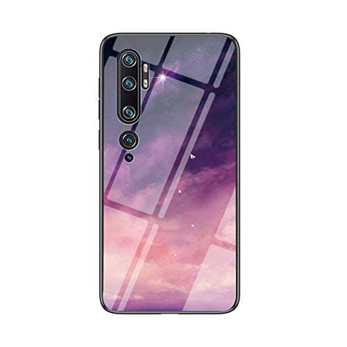 Image of MadBee Case for Xiaomi Mi CC9 Pro/Note 10 Pro [with Screen Protector],9H Tempered Glass Back Cover [Starry Sky] + Soft TPU Silicone Bumper [Shock Absorption] Fully Protective Case (Purple Starry Sky)