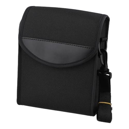 Image of Serenophile Black Roof Binoculars Case Bag for 42mm Objective Lenses, Compact 1680D Nylon Carry Pouch with Shoulder Strap for Hunting Birding Travel