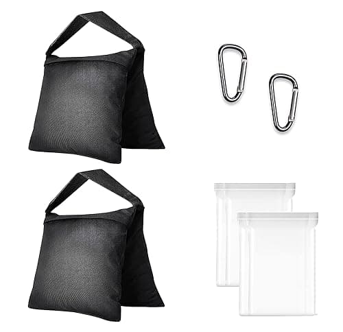 Image of EMART Heavy Duty Sandbag,Weight Bags Photo Studio Saddlebag Design for Photography Stand Light Stand Tripod, Outdoor Patio, Sports, Photo Sets, Film Sets, Live Productions-(Black-2 Packs)