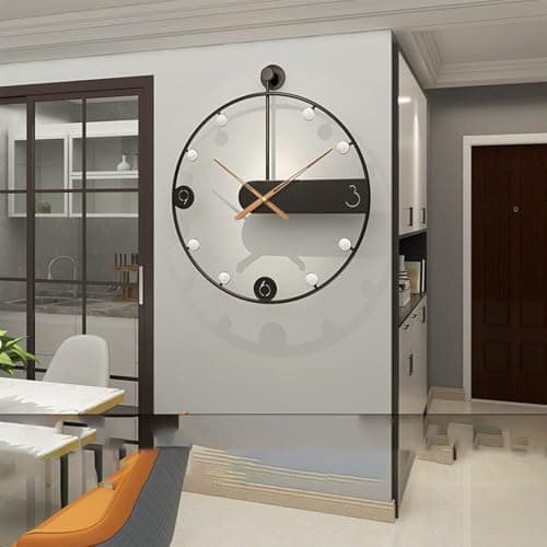 Image of LUVEQLSIT 3D Wall Art Decor Clock, Large Decorative Wall Clocks Modern, 3D Walls Sculpture Art for Office, Industrial Minimalist Silent Hanging Watch for Home Decor(Black A,70cm/27.5in)