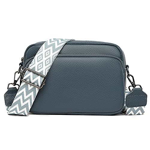 Image of TIAASTAP Crossbody Bags for Women - Leather Handbags & Shoulder Bags with Adjustable Wide Strap Camera Cross Body Bag for Ladies Girls Travel Shopping Work Daily Use (Blue)