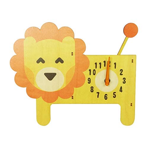 Image of Emartbuy Silent Pendulum Wall Clock for Children Kids Bedroom Living Room Kitchen Wall Decoration - Lion Yellow Orange
