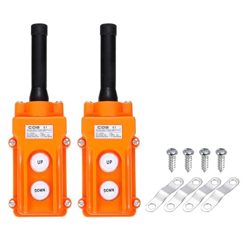 Image of sourcing map 2 Pcs Rain Proof Hoist Crane Push Button Switch, Up Down Switch Pendant Control Station Momentary COB-61, 2 Way Orange