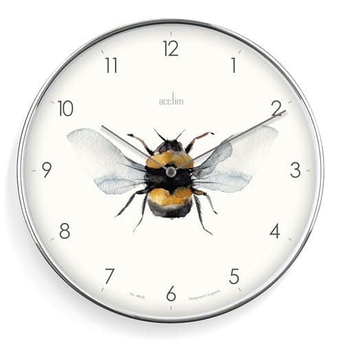 Image of Acctim 'Society' Bee Dial 30cm Wall Clock White Chrome (Single Bee)