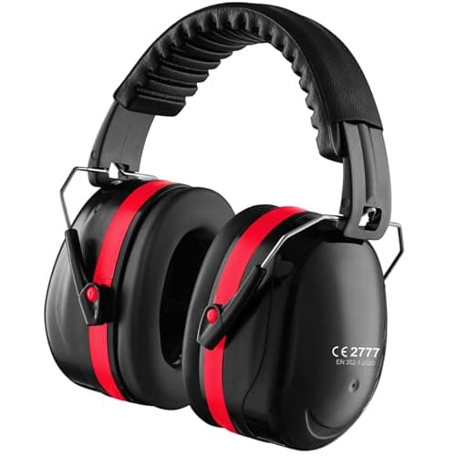 Image of GUKOY Ear Defenders Adults, SNR 33 dB Hearing Protection for Shooting, Noise Cancelling Headphones for Autism, DIY, Mowing, Construction, Adjustable Ear Protectors for Men Women (Red)