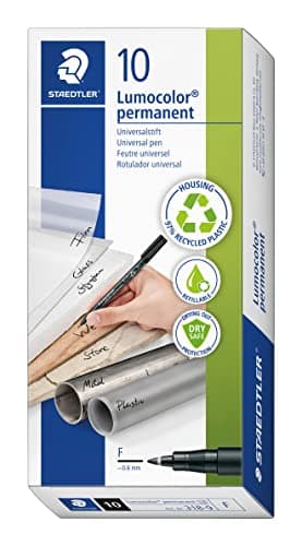 Image of STAEDTLER 318-9 Lumocolor Permanent Pen, Fine Line Width, 0.6mm - Black (Box of 10)