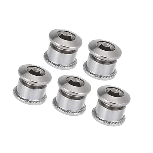 Image of Hihaha Silver Tone Chainring Nuts Road Bike Bicycle Chain Ring Bolts /5pcs