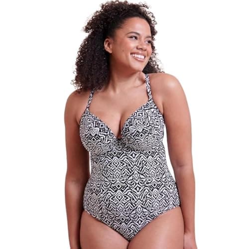 Image of Curvy Kate Plunge Swimsuit Wild Horizon Padded Womens Ladies Swimwear Black Print Size D-J