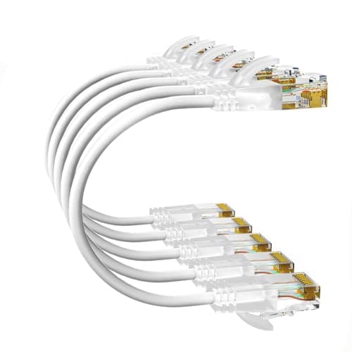 Image of Gulaey 5Pack Ethernet Cable, Cat6/Cat 6e Ethernet Cable High Speed with Network Patch Cords, LAN Cable with Rj45 Connector for Router Modem,1Gbps for 250Mhz/s UTP for Console (White, 0.5M)