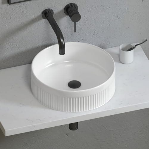 Image of Royal Bahtrooms White Ceramic Counter Top Basin Sink Round Vessels 380mm Sit On Worktop