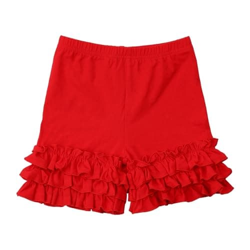 Image of HOOLCHEAN Toddler to Little Girls Cotton Ruffle Shorts Soft Icing Bloomers for Summer (Red, S: 2-3 Years)