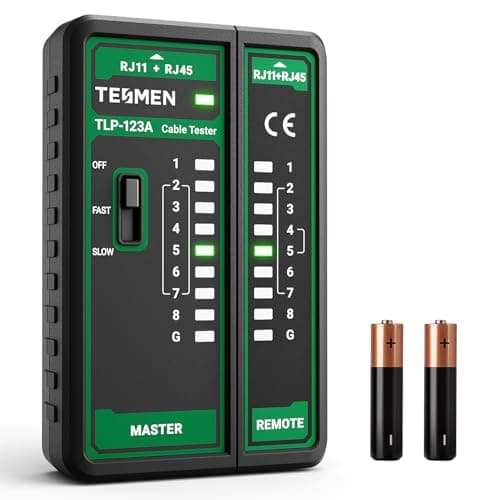 Image of TESMEN TLP-123A Network Cable Tester for RJ11 RJ45, Ethernet Wire Tool for CAT5/CAT5E/CAT6/CAT6A/CAT7/UTP&STP, LAN & TEL Continuity Test, suitable for cable maintenance - Green