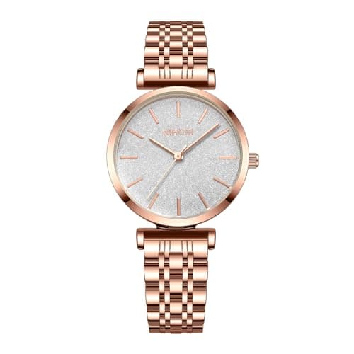 Image of NIBOSI Women's Watch Analog Rose Gold Quartz Watch for Ladies Stylish Waterproof Stainless Steel Dress Wrist Watch Girl Bracelte