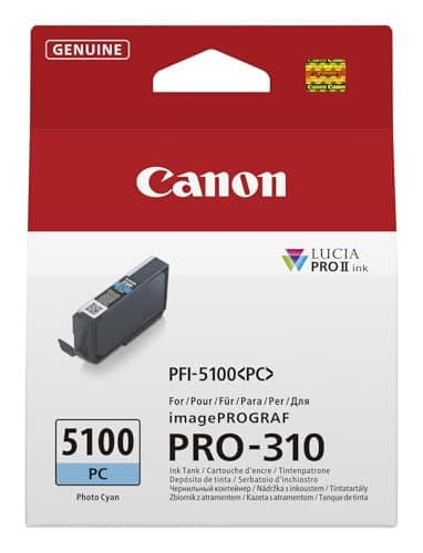 Image of Canon PFI-5100PC Genuine Printer Ink Cartridge - High Performance & Fade Resistant Ink (1 x Photo Cyan Cartridge) - Compatible with imagePROGRAF PRO-310