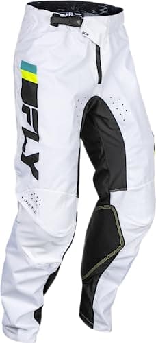 Image of Fly Racing 2024 Adult Kinetic Prix Pants (White/Black/Hi-Vis Size 34)
