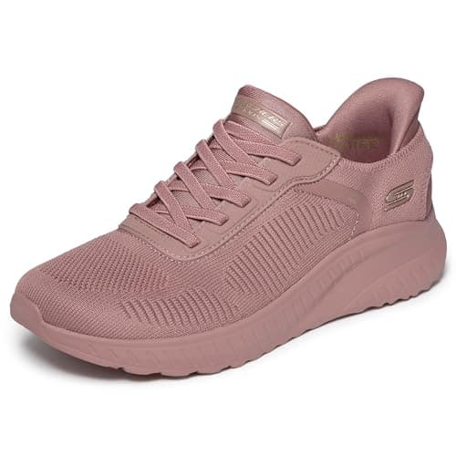 Image of Skechers Women's Bobs Squad Chaos Current Muse Slip-On Sneakers, Rose Textile, 5 UK