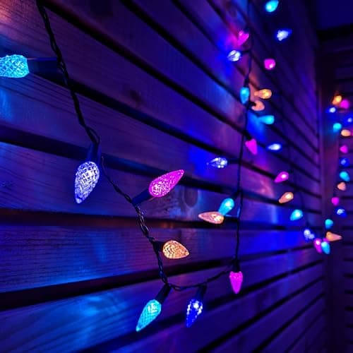 Image of Premier 7.5m 150 LED Multi-action Pine Cone Christmas Lights in Rainbow