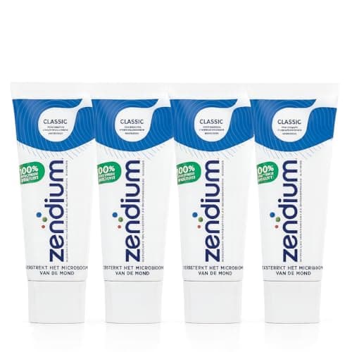 Image of Zendium Classic 75ml (Pack of 4) Toothpaste - Contains Natural Antibacterial enzymes and proteins - Natural Protection Against Causes of Caries and Gum Problems - SLS Free, Triclosan Free