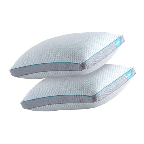Image of Premium Pillows 2 Pack Hotel Quality Hybrid Neck Pillow For Bed Stomach Back Side Sleepers Filled With Shredded Memory Foam Pillow And Down Alternative Hypoallergenic Soft Breathable Bamboo Fabric