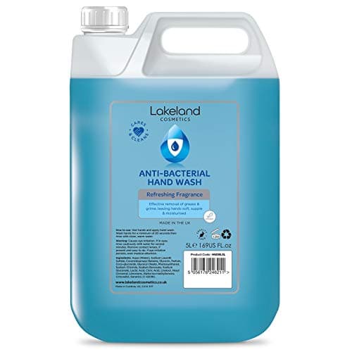Image of Lakeland Cosmetics antibacterial soap hand wash - 5L Litre refill bottle - Vegan fragranced anti-bacterial liquid soap hand wash, made in UK (1x 5 Litre)