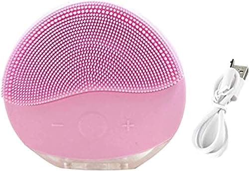 Image of Facial Cleansing Brush and Face Massager Silicone Ultrasonic Vibrating Facial Brush, Waterproof, Rechargeable and Sonic Electric Face Cleansing Exfoliator for Anti-Aging (Pink)