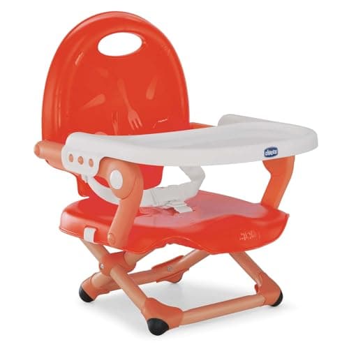 Image of Chicco Pocket Snack Booster Seat for 6 Months to 3 Years (15 kg), Portable High Chair, Adjustable, with Compact Closure and Removable Plate, Poppy Red