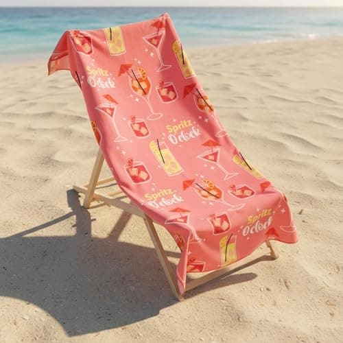 Image of OHS Microfibre Beach Towel Orange Spritz, Super Soft Quick Dry Sand Free Beach Towels for Adults Large Lightweight Compact Pool Swim Summer Essentials Travel Towel, Pink - 71 x 152cm