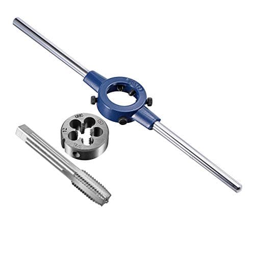Image of sourcing map 9/16-12 UNC Tap and Die Set with 38mm Round Die Stock Handle Wrench, High Speed Steel Machine Thread Tap and Round Die Threading Tool