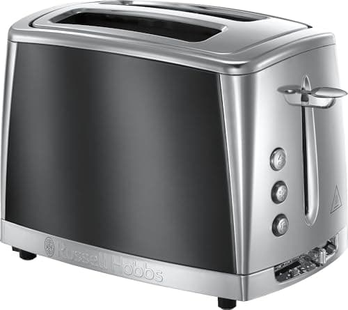 Image of Russell Hobbs 2 Slice Luna Toaster with Faster Toasting Technology (6 Browning Levels, Defrost/Reheat/Cancel Function, Lift & Look Feature, Removable Crumb Tray, Cord Storage, 1500W) Grey 23221